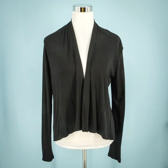 Cut Loose Size Medium M Black Draped Open Crop Boxy Artsy Knit Cardigan Sweater - Picture 1 of 6